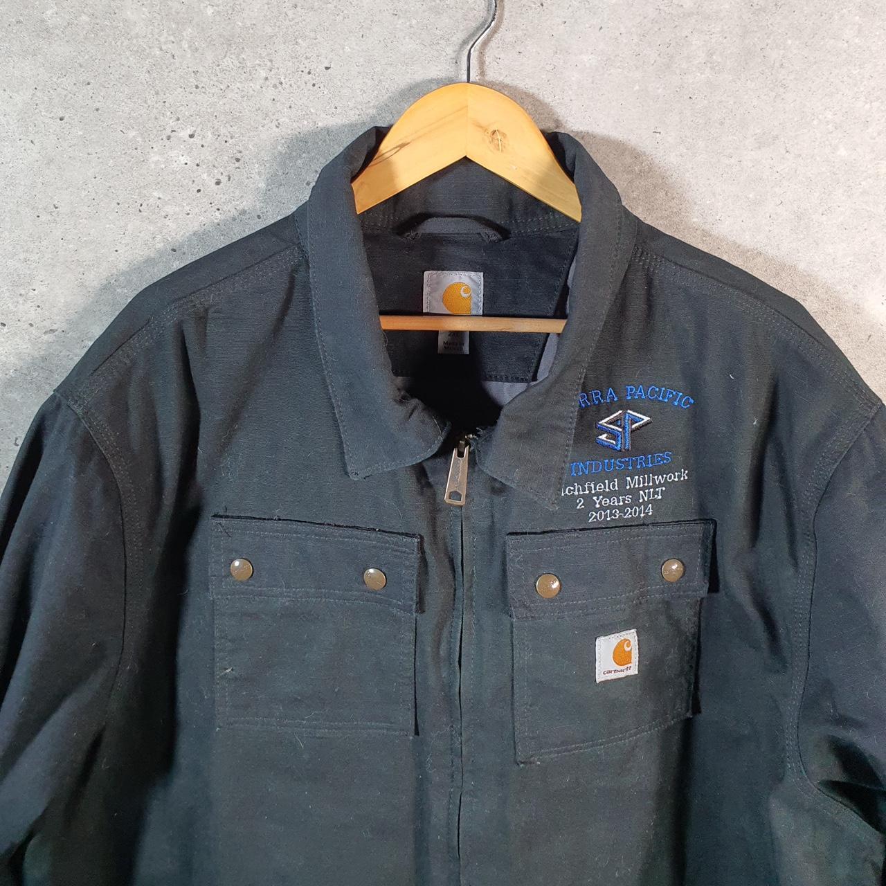 Vintage Carhartt Flint Ripstop Canvas Chore Jacket Men’s 2XL Black Workwear USA G2102