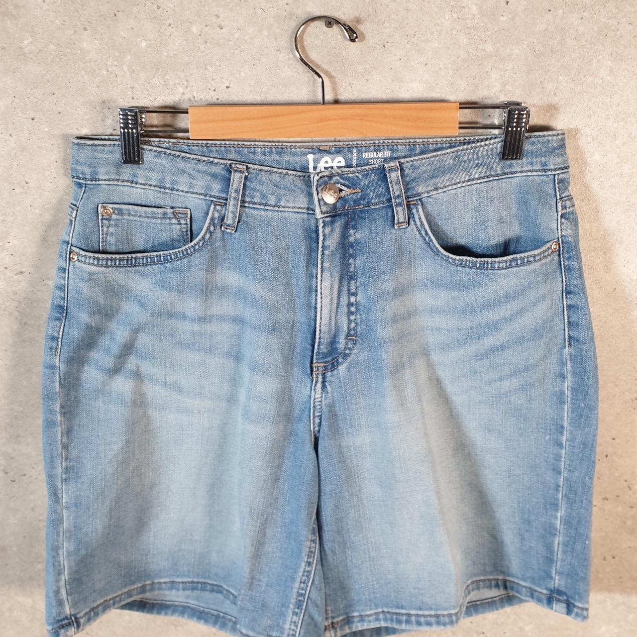 Vintage Lee Baggy Shorts Jorts Cargo Womens W32 Blue Relaxed Denim
