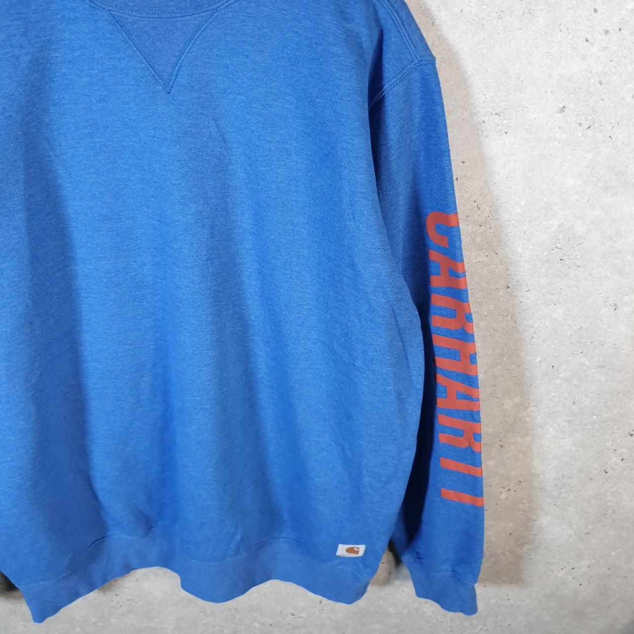 Vintage Carhartt Sweatshirt Mens Medium Blue Pullover Blank USA Loose Fit
