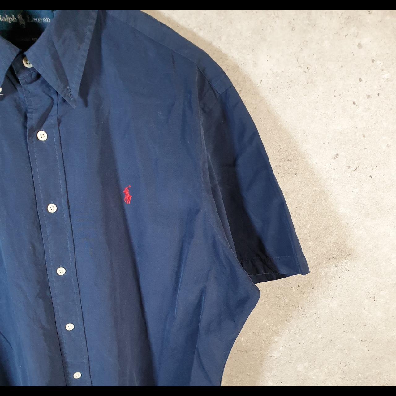 Vintage Ralph Lauren Button Down Shirt Men’s Large Navy Blue Classic Fit Pony Cotton