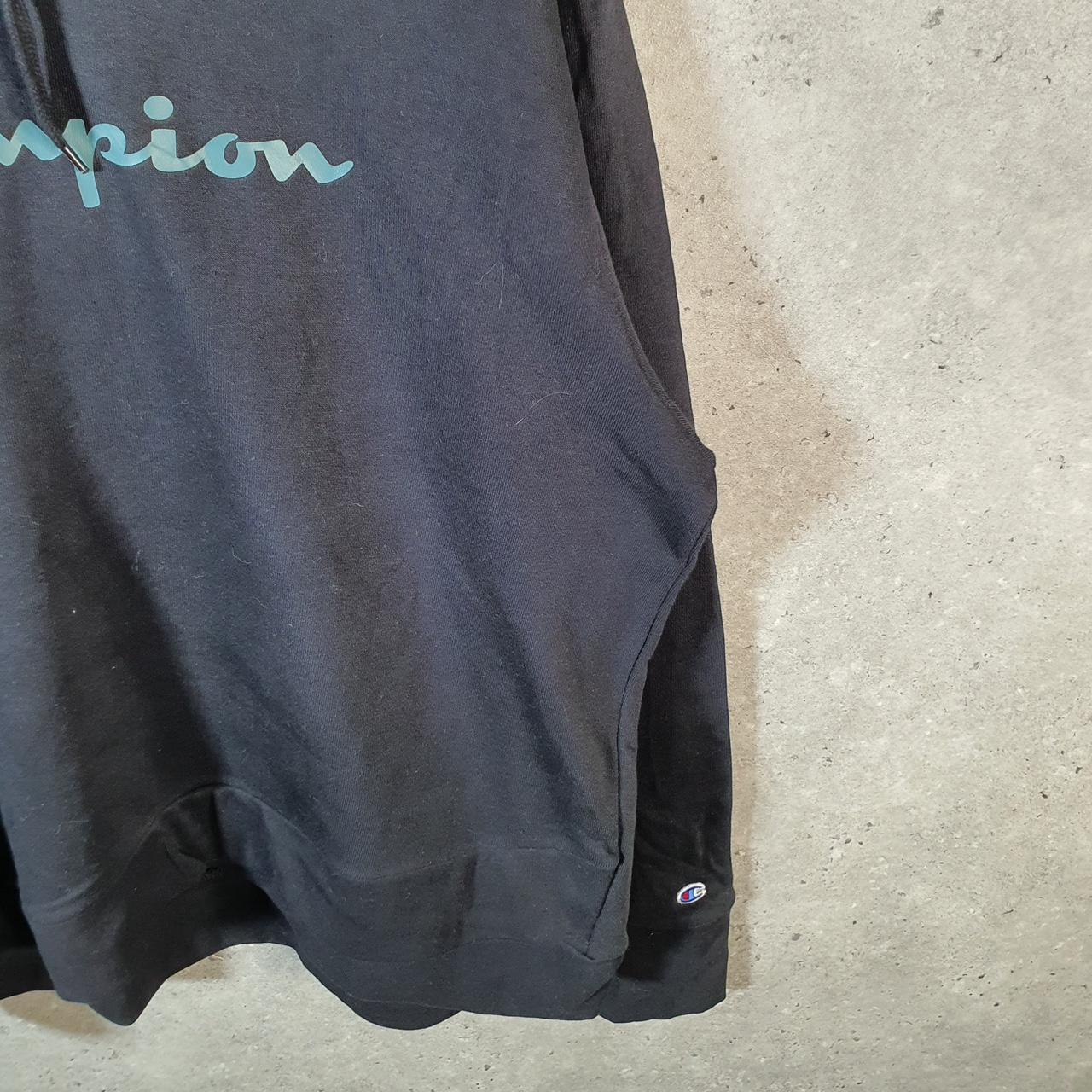 Vintage Champion Hoodie Womens XL Black USA Pullover Spellout Logo