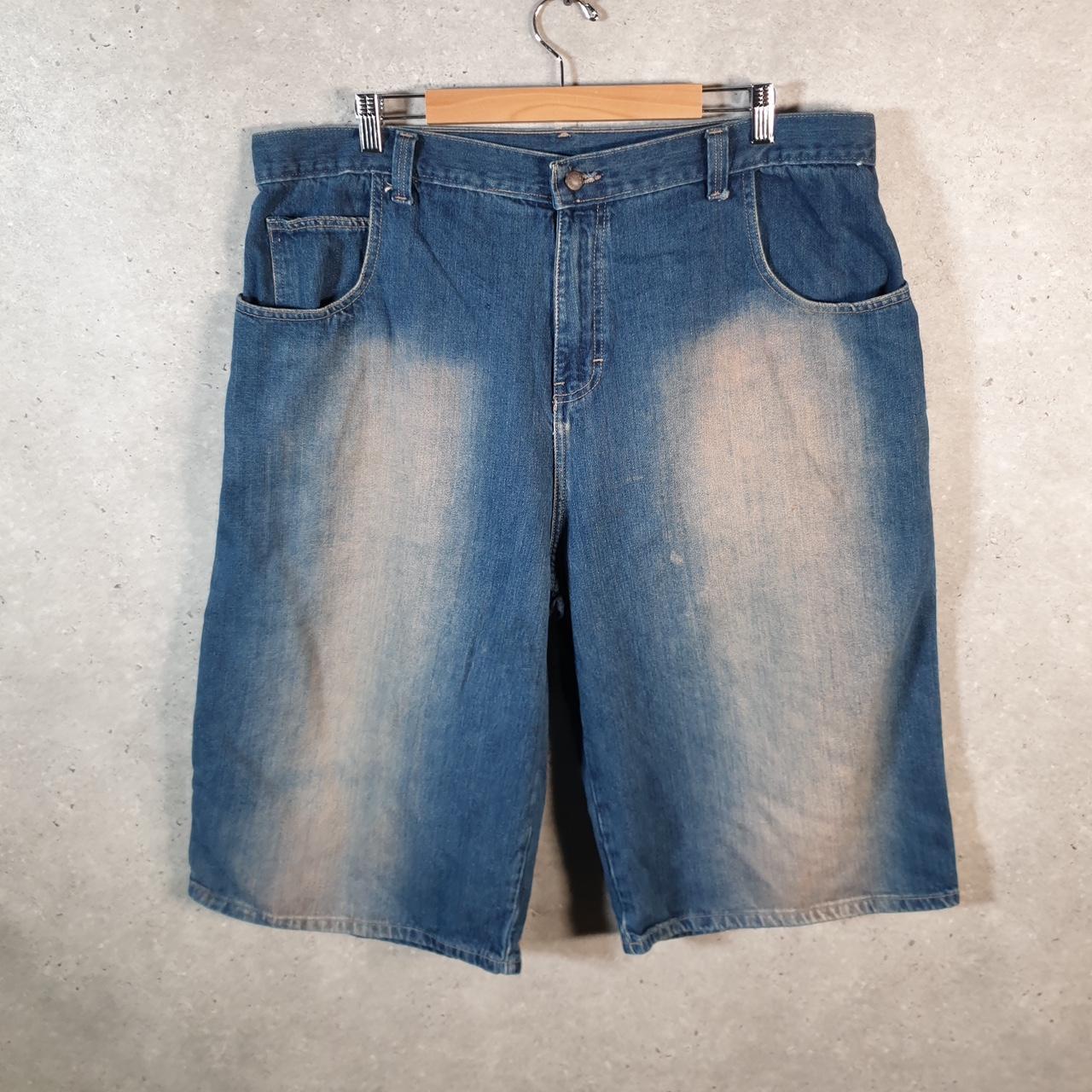 Vintage American Baggy Y2K Hip Hop Jeans Shorts Jorts Mens W42 Blue Denim USA Big Fish Vintage