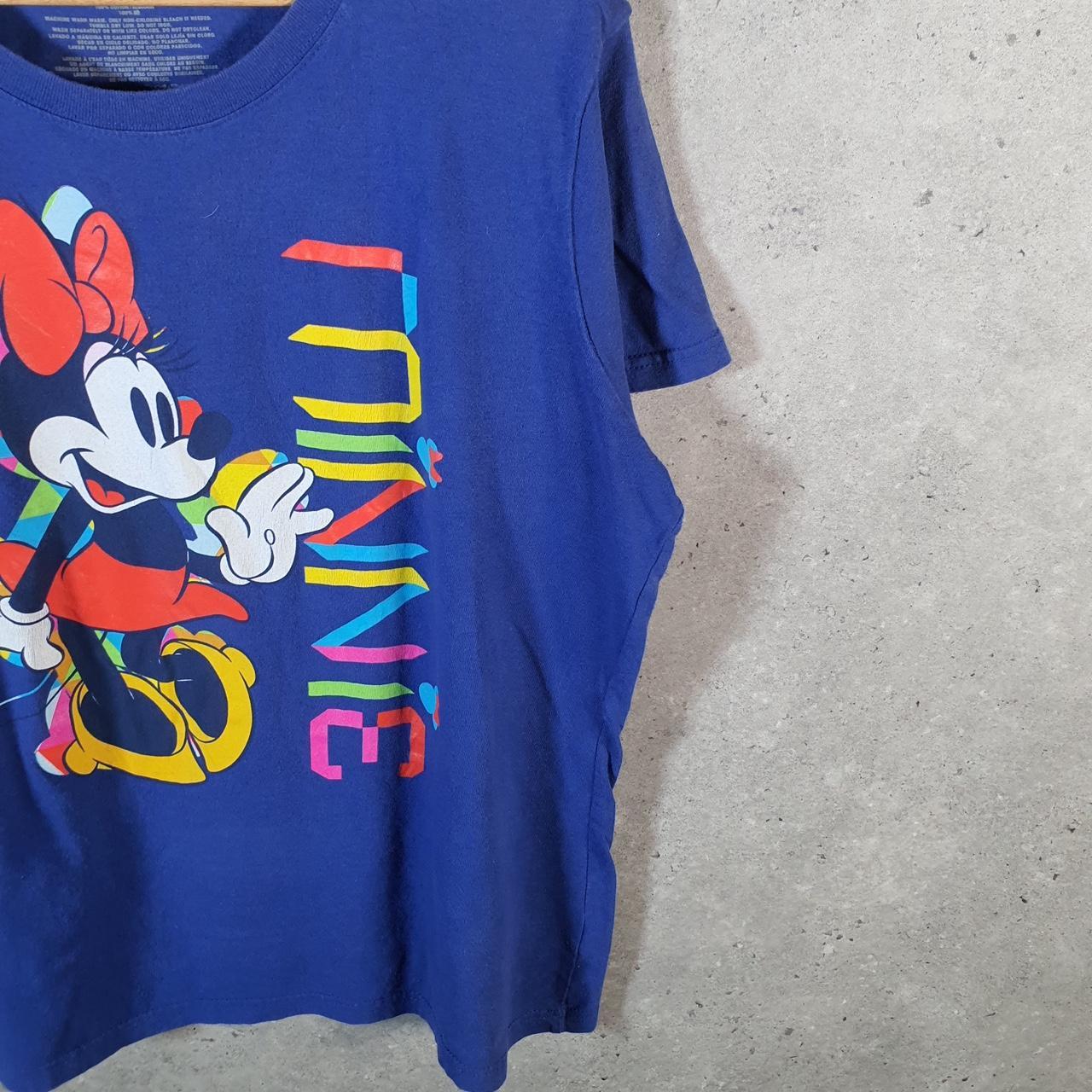 Vintage Disney Land Minnie Mouse T Shirt Womens 2XL Blue Spellout Graphic