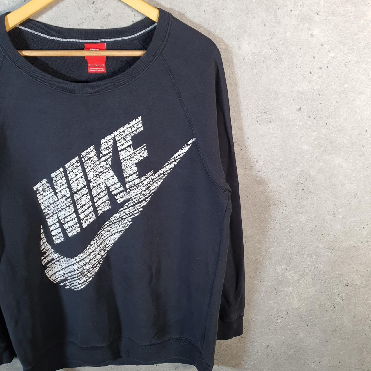 Vintage Nike Spellout Sweatshirt Womens Medium Black Swoosh Y2K Pullover