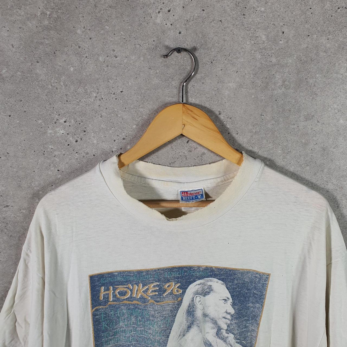 Vintage Hanes Beefy Lake Hoike 1996 USA Single Stitch T Shirt Men’s XL White Big Fish Vintage