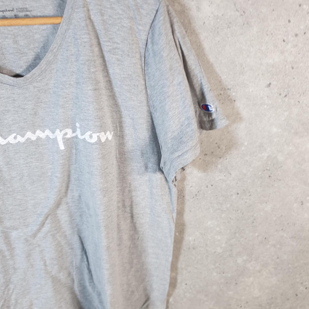 Vintage Champion Spellout T Shirt Womens 2XL Gtey USA Athletic