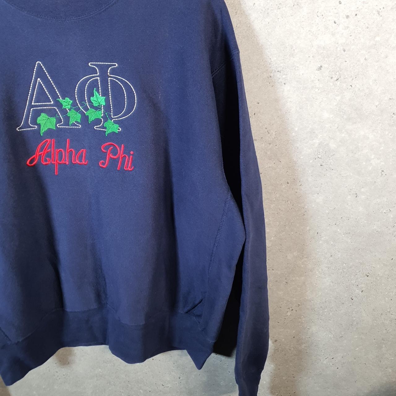 Vintage Lee Crossgrain Sweatshirt Men’s XL Navy Blue USA Alpha Phi Embroidered