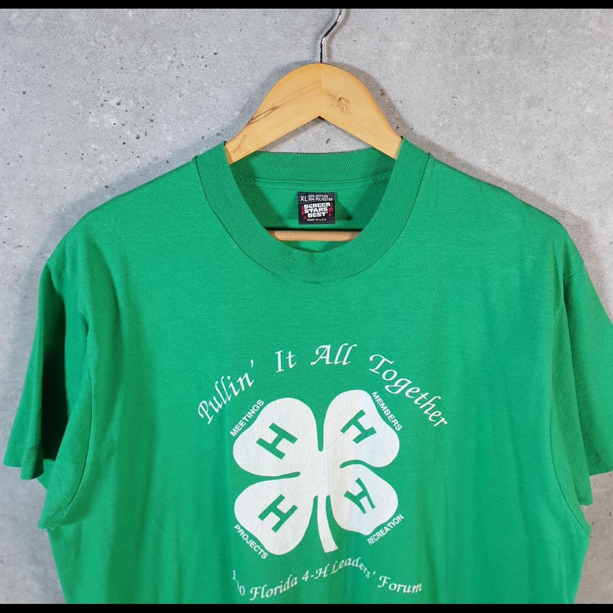 Vintage Screen Stars Florida Members 90s USA Single Stitch T Shirt Men’s XL Green C8128