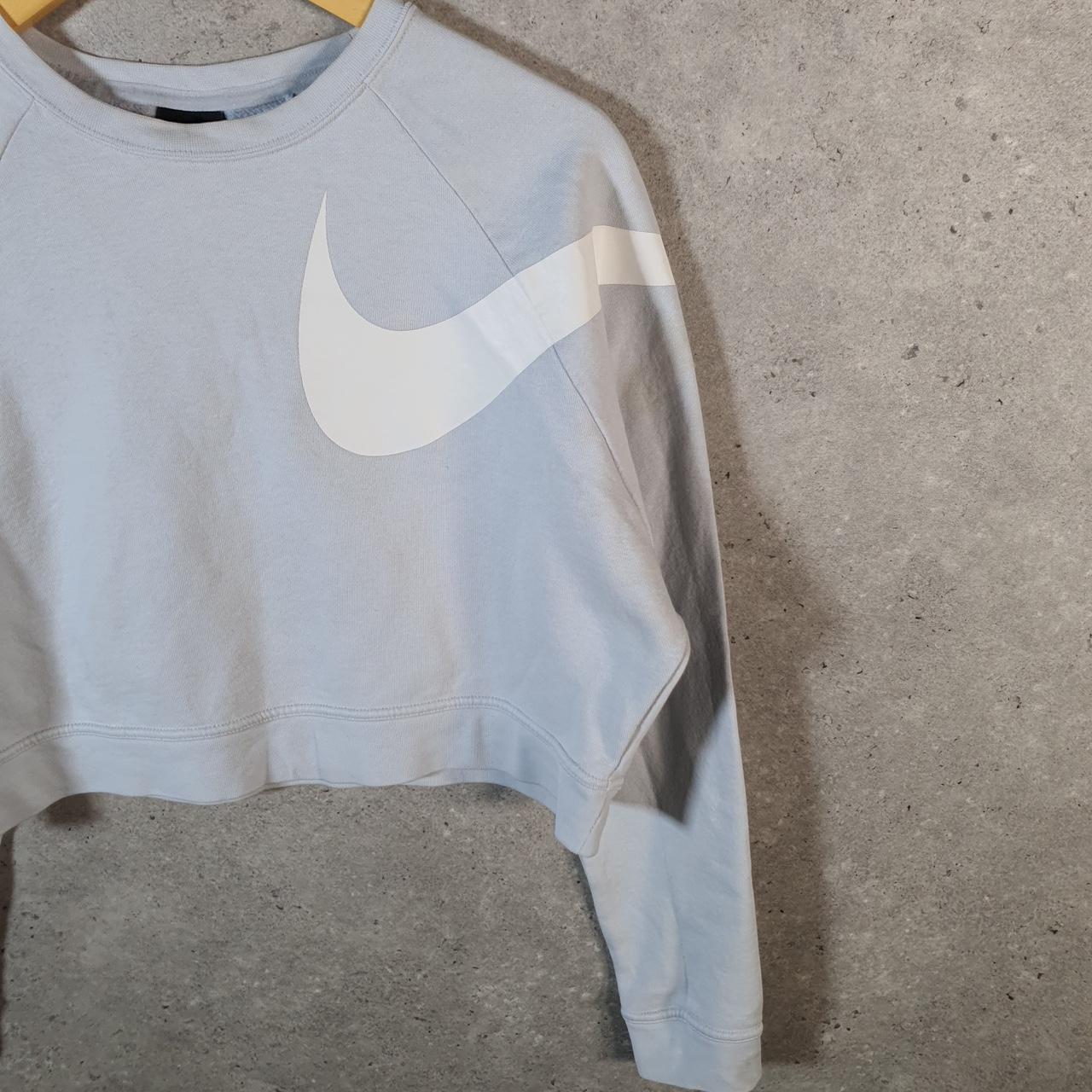 Vintage Nike Dri Fit Cropped Sweatshirt Womens Small Blue Swoosh Y2K Pullover Logo