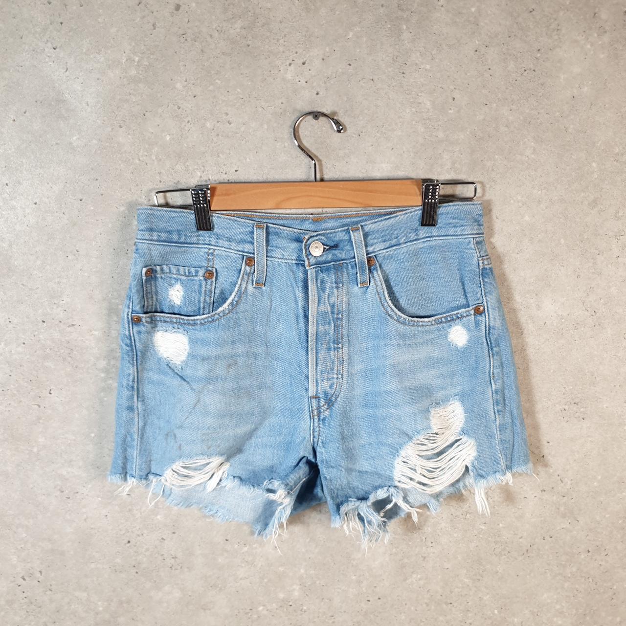 Vintage Levi’s 501 Cut Off Baggy Shorts Jorts Cargo Womens W26 Blue Relaxed Denim