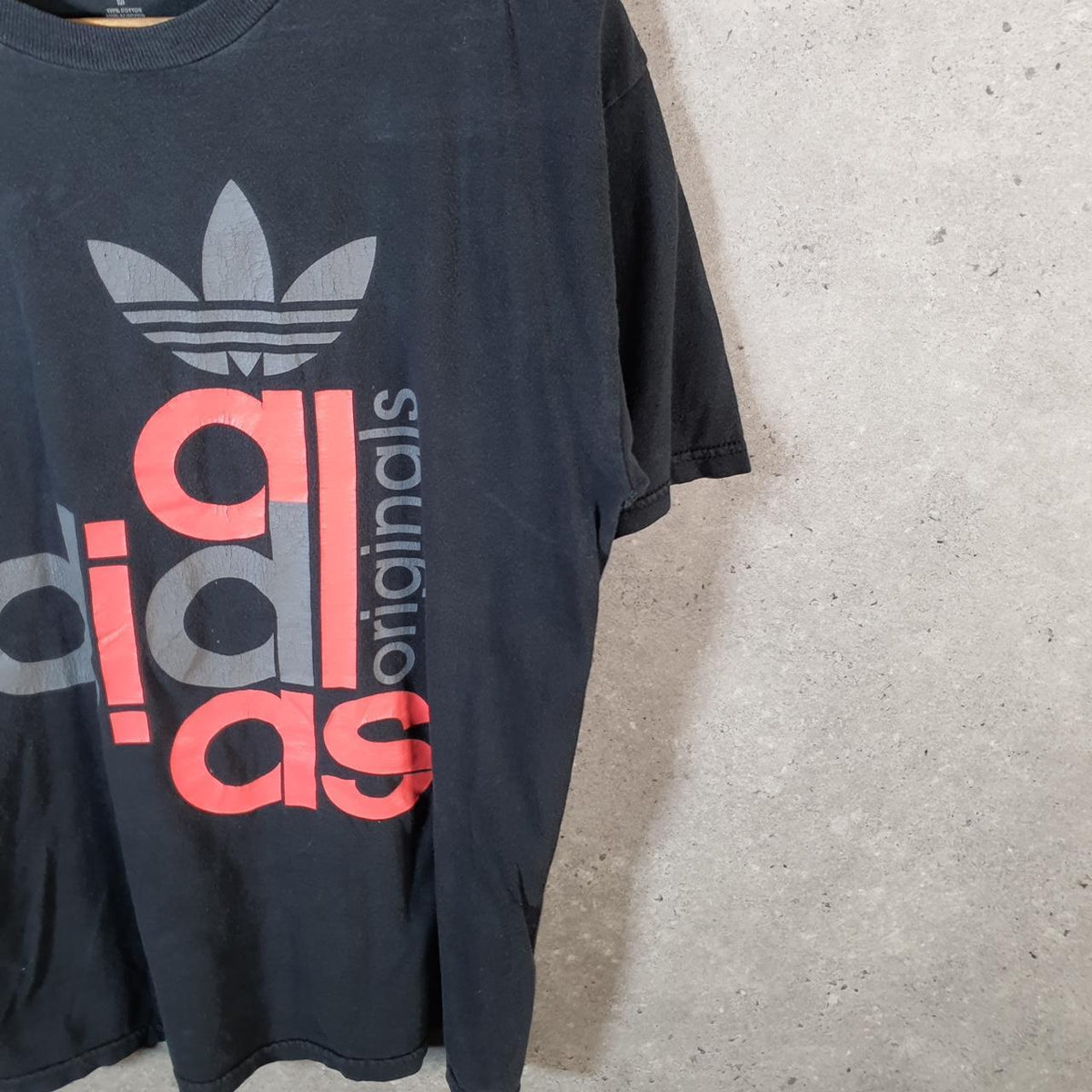 Vintage Adidas Spellout Trefoil Retro T Shirt Mens Medium Black Logo Athletic