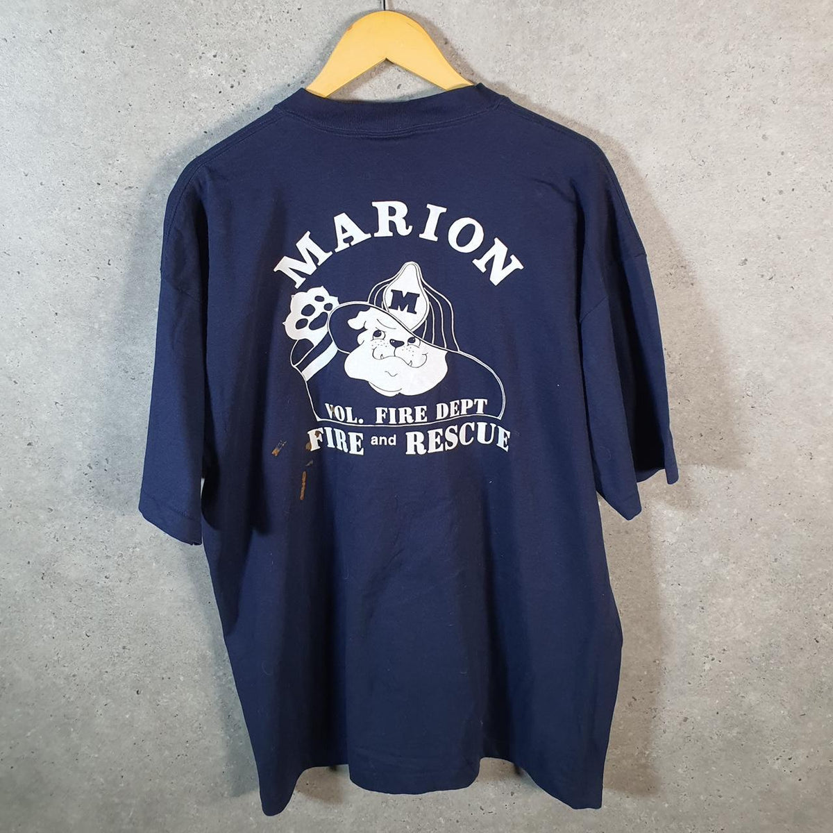 Vintage Signal Marion Fire Department 90s USA Single Stitch T Shirt Men’s XL Blue C8872