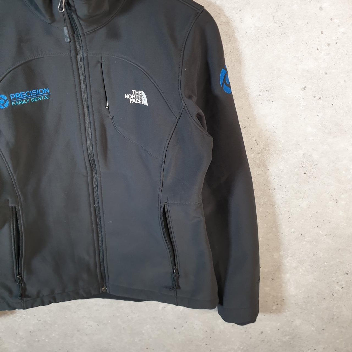 Vintage The North Face TNF Shell Jacket Womens Small Black Logo Full Zip Winter