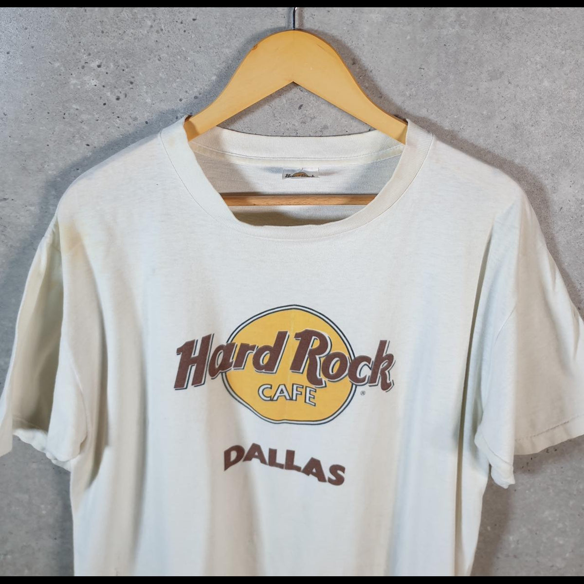 Vintage Hard Rock Cafe Dallas 90s USA Spellout T Shirt Men’s XL White C9570