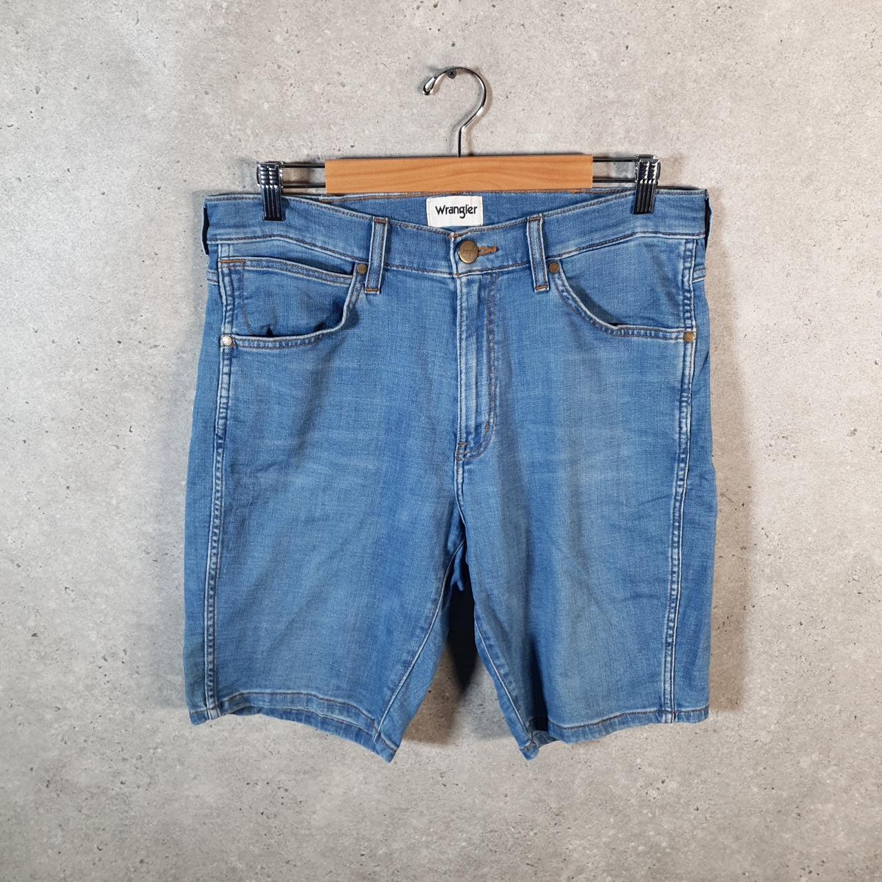 Vintage Wrangler Denim Shorts Jorts Cargo Men’s W33 Relaxed Blue Baggy Cotton