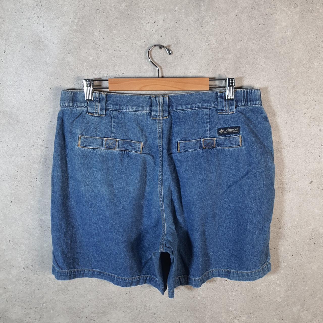 Vintage Columbia Baggy Shorts Jorts Cargo Mens Large Blue Denim Relaxed Fit Cargo