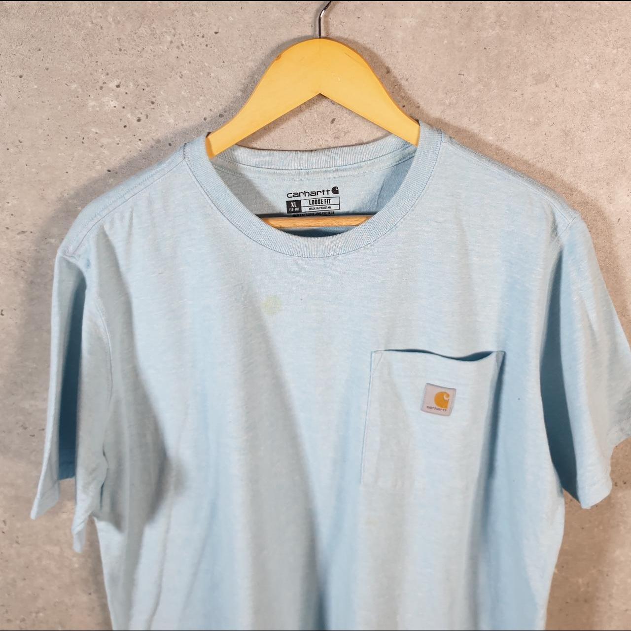 Vintage Carhartt Pocket T Shirt Womens XL Blue Workwear Chore Utility Loose Fit C9304