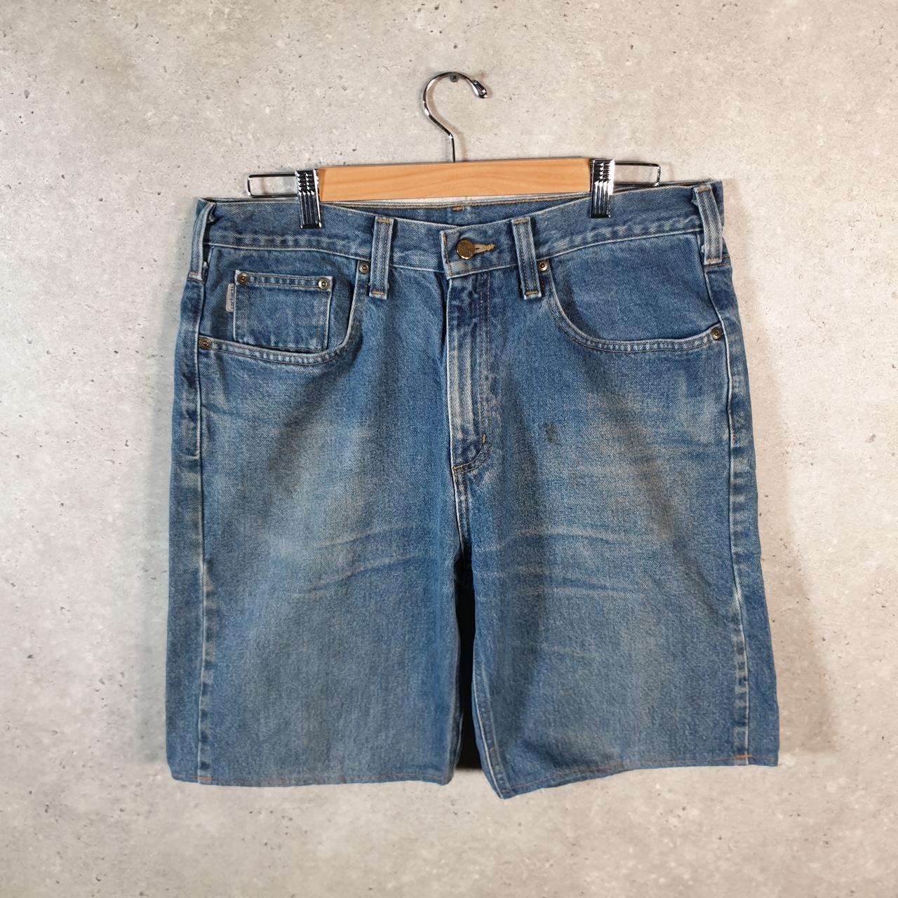 Vintage Carhartt Baggy Carpenter Shorts Jorts Cargo Men’s W35 Blue Relaxed Fit Workwear