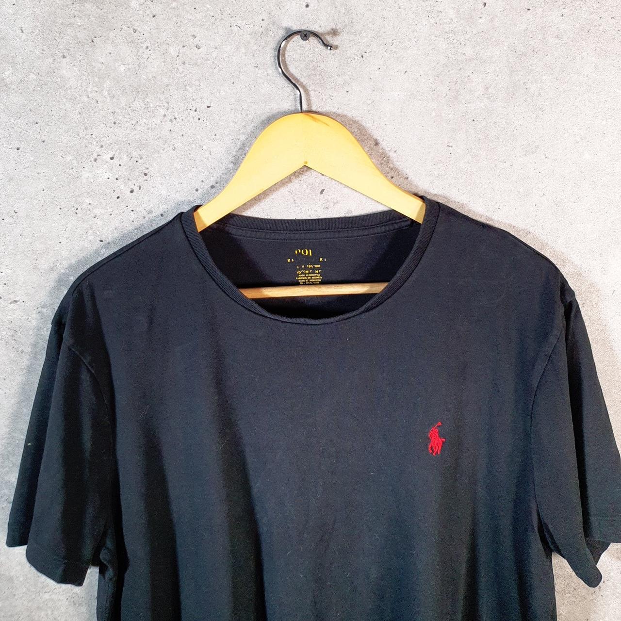 Vintage Ralph Lauren Polo Sport T Shirt Men’s Large Black Custom Fit Embroidered Pony C8687