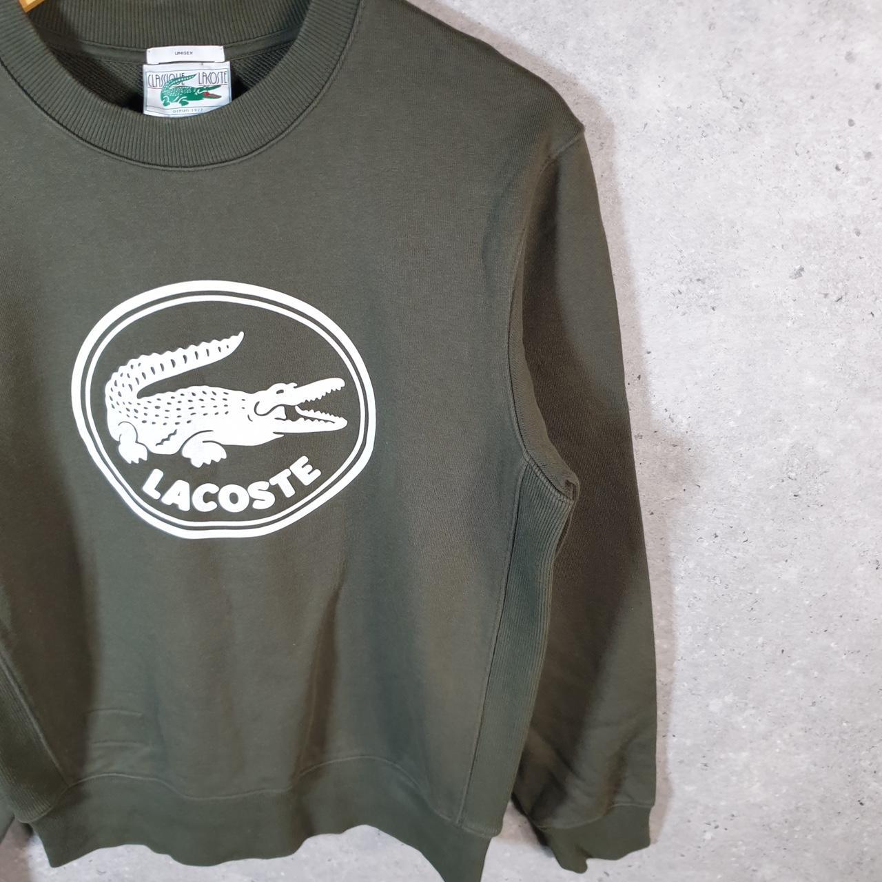Vintage Lacoste Sweatshirt Men’s Small Green Pullover Logo Y2K Jumper Logo