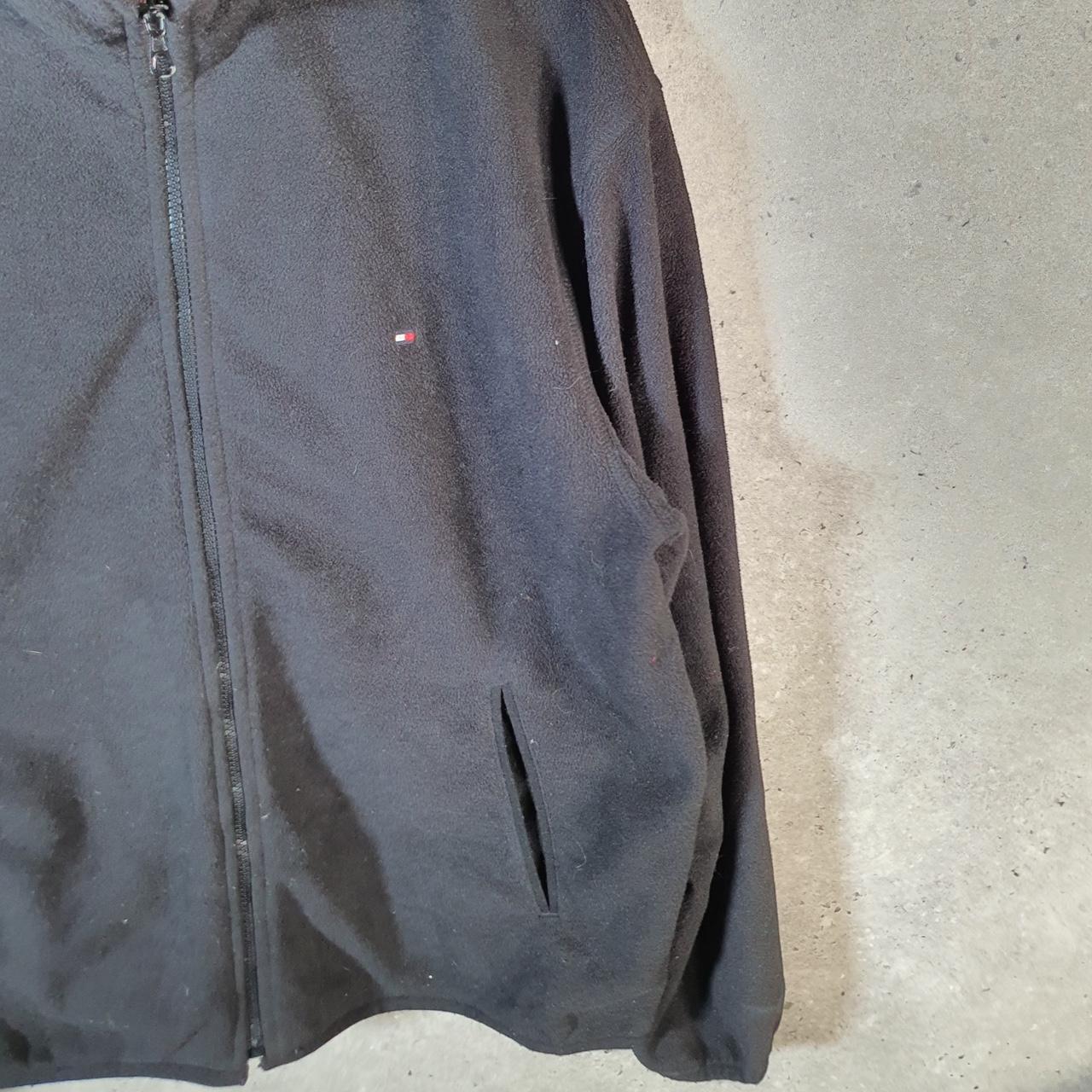 Tommy Hilfiger Full Zip Fleece Sweatshirt Mens Large Black Embroidered Logo