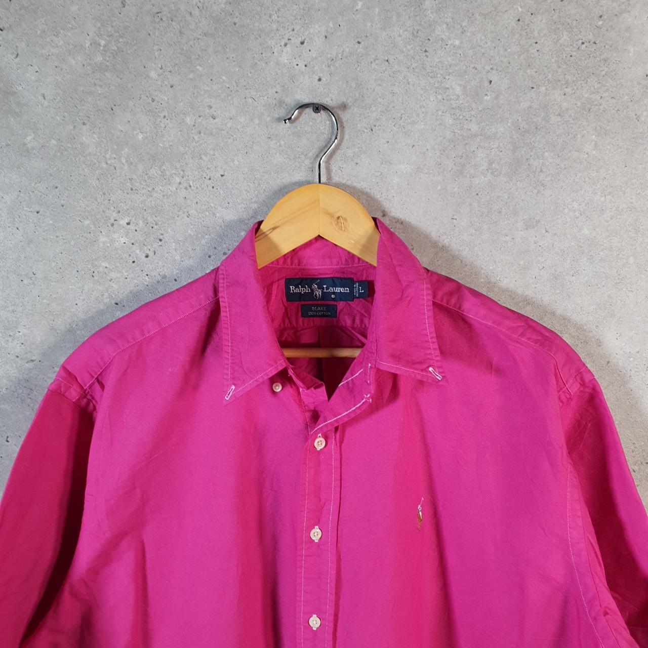 Vintage Ralph Lauren Button Down Shirt Men’s Large Pink Blake Cotton Pony Casual Big Fish Vintage