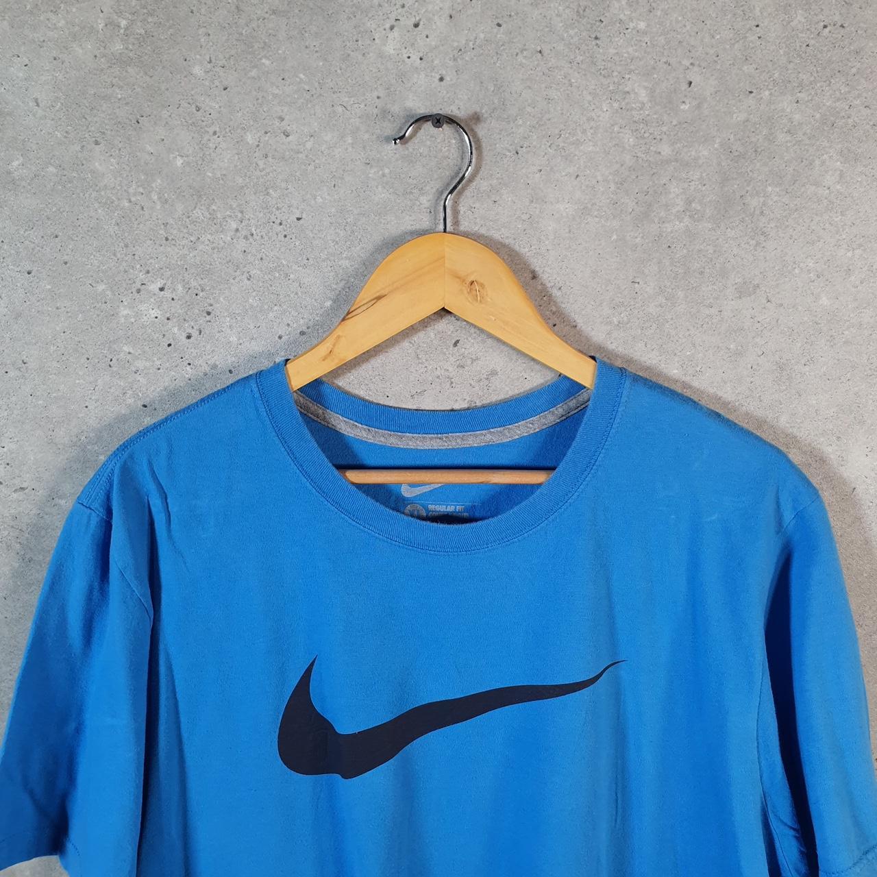 Vintage Nike T Shirt Men’s XL Blue Printed Single Swoosh Logo Athletic Big Fish Vintage