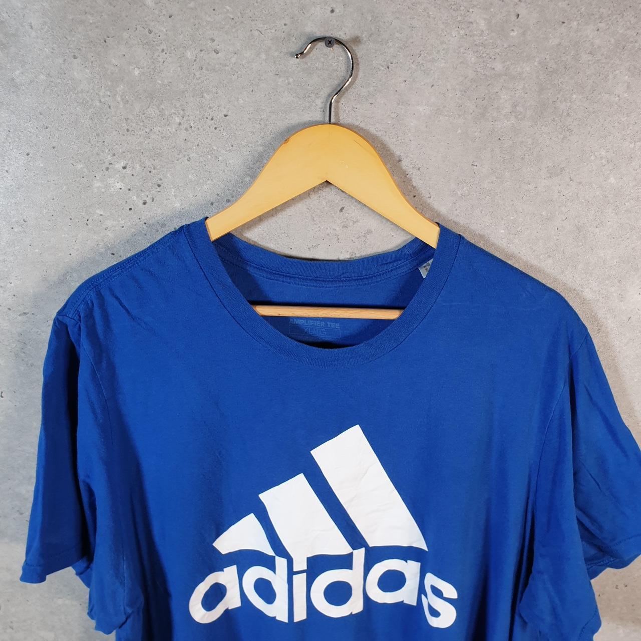 Vintage Adidas Amplifier T Shirt Shirt Men’s XL Blue Three Stripes Logo Athletic C9883