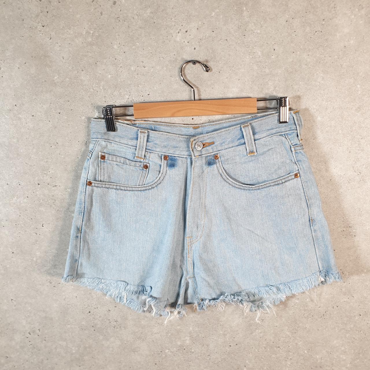 Vintage Levi’s 505 Cut Off Baggy Shorts Jorts Cargo Womens W38 Blue Relaxed Denim