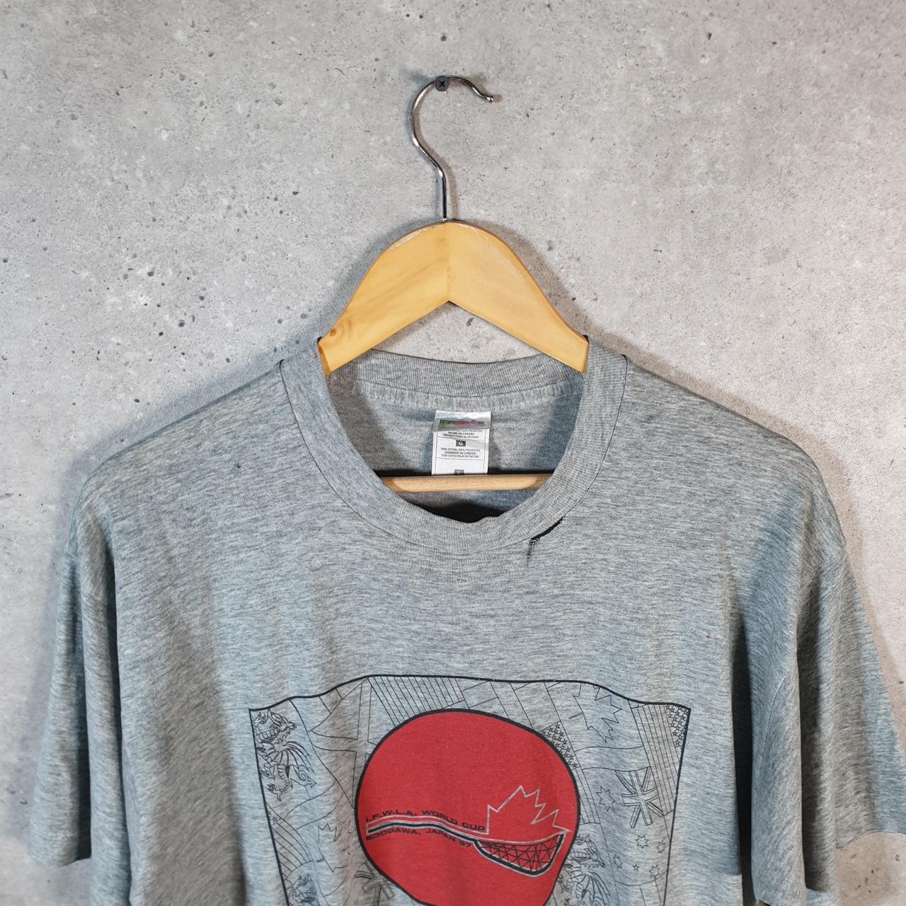 Vintage Fruit of the Loom Best Japan Edogawa 1997 USA Single Stitch T Shirt Men’s Large Grey Big Fish Vintage