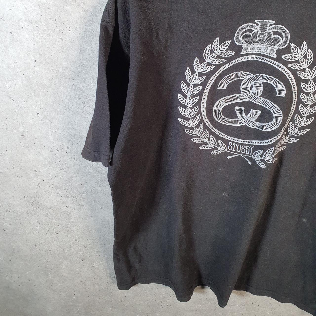 Vintage Stussy Spellout Printed T Shirt Men’s XL Black Graphic Short Sleeve