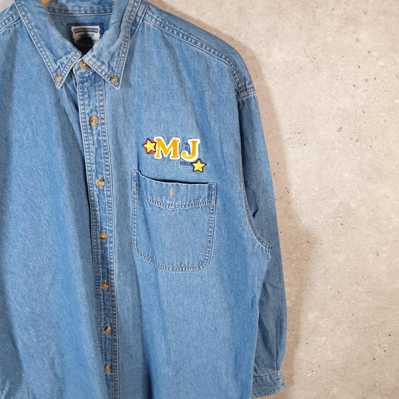 Vintage Lee Denim Jean Trucker Shirt Mens Large Blue Button