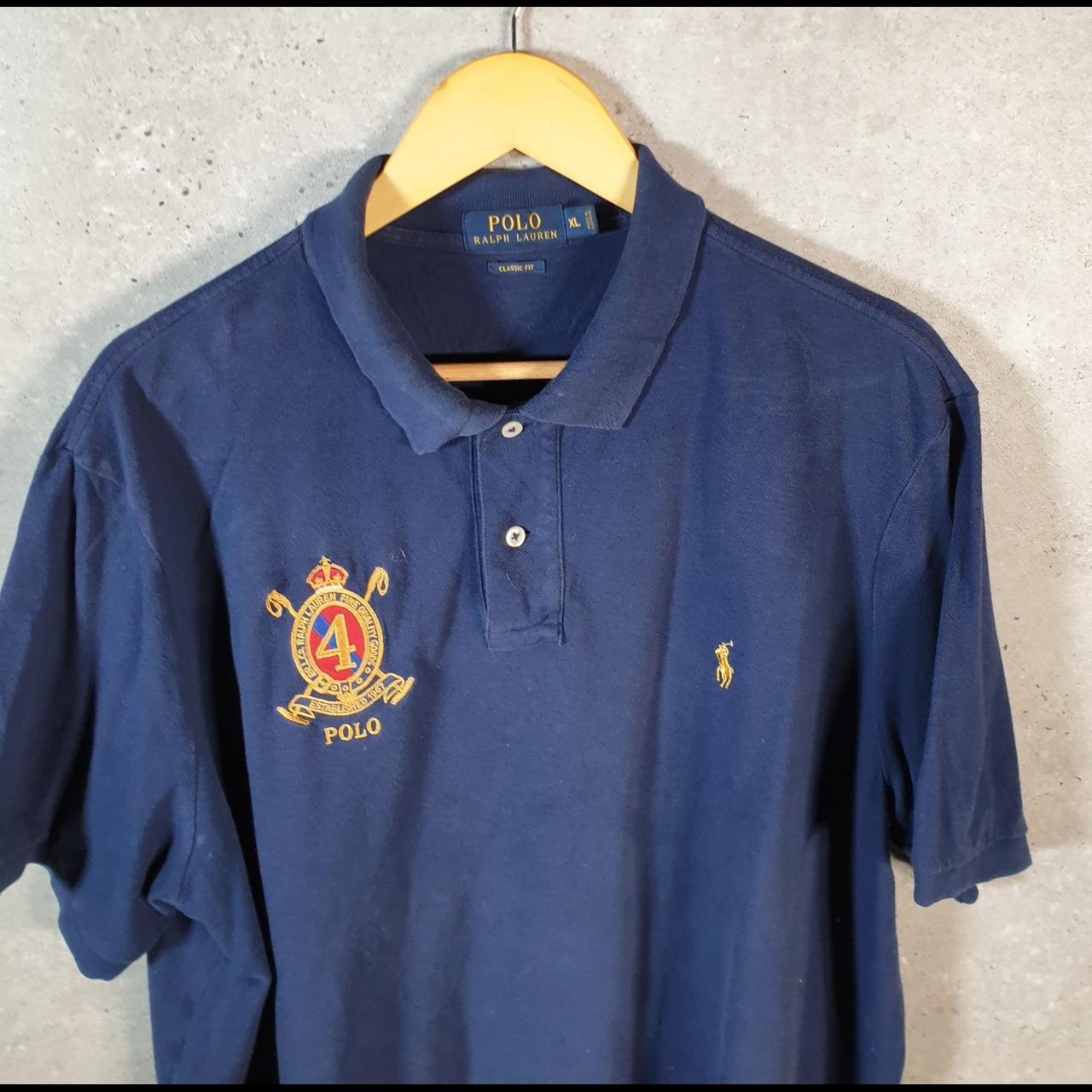 Vintage Ralph Lauren Polo Shirt Men’s XL Blue Crest Golf Cotton Classic Fit Pony C9594