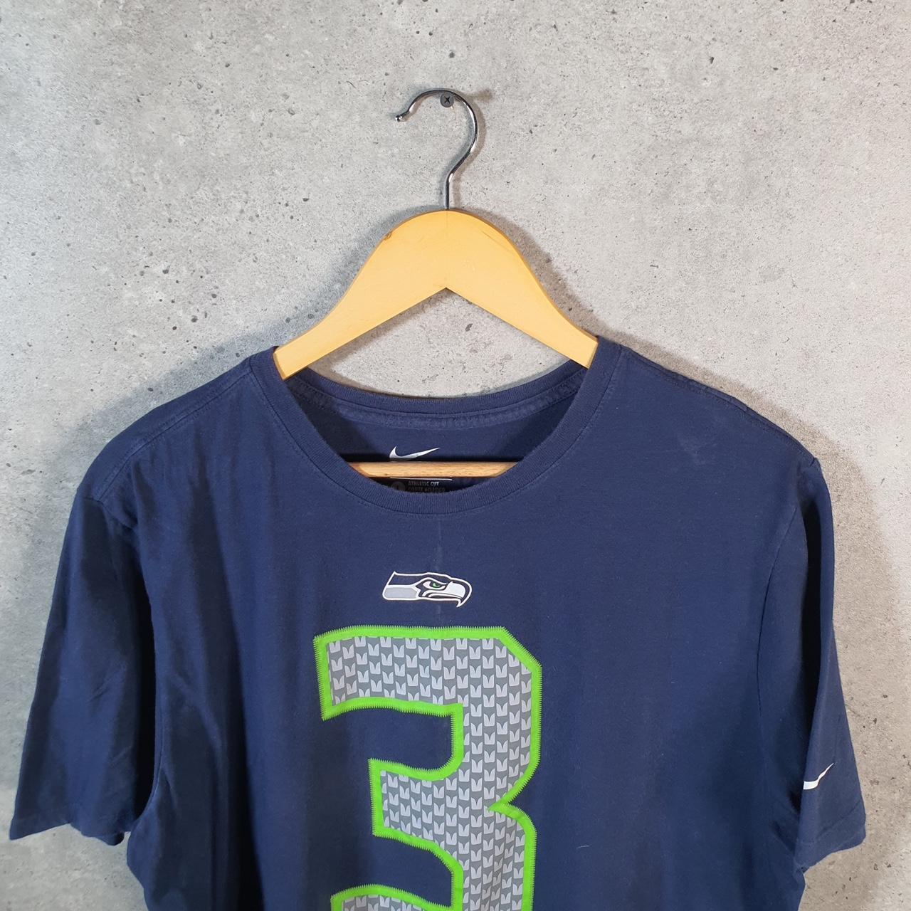 Vintage Nike NFL Seattle Seahwaks Wilson 3 T Shirt Shirt Men’s Large Blue Logo Athletic C9722