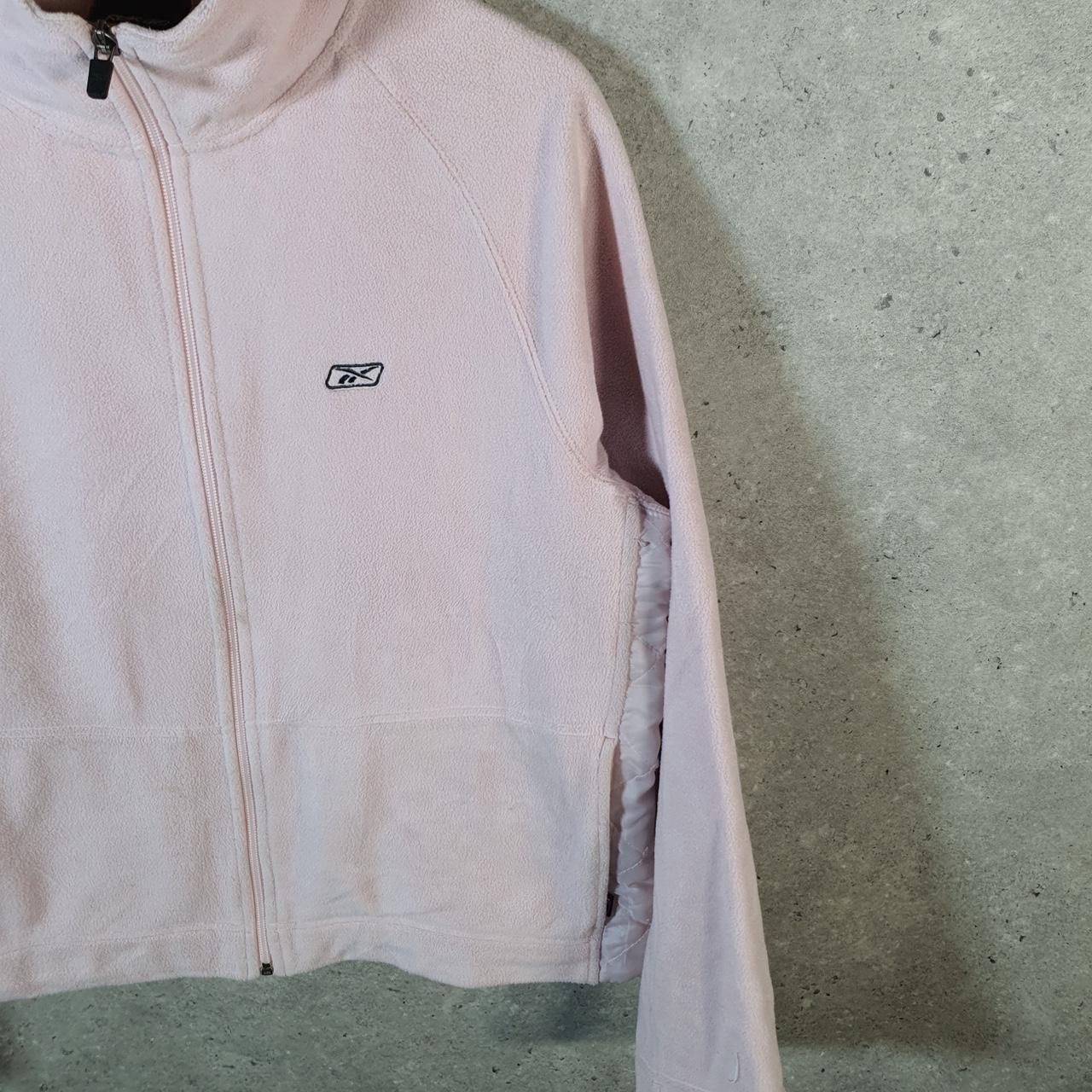 Reebok Full Zip Fleece Sweatshirt Womens Large Pink Embroidered Logo