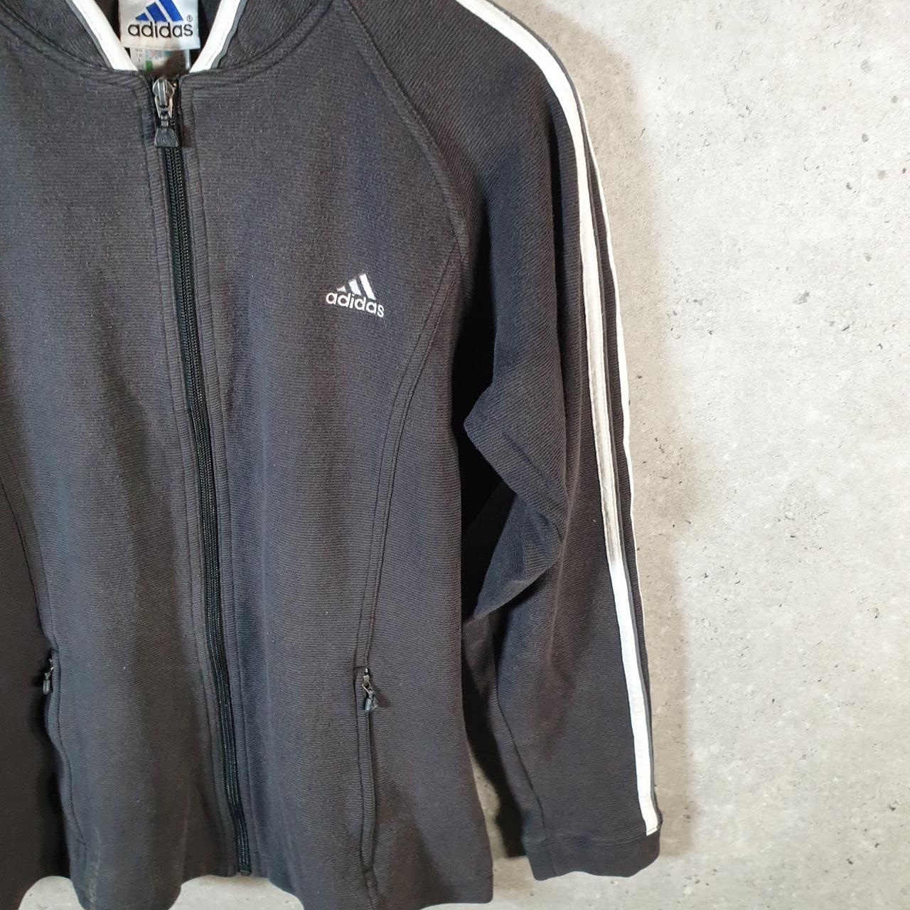 Vintage Adidas Sweatshirt Womens Medium Black Spellout Logo Full Zip