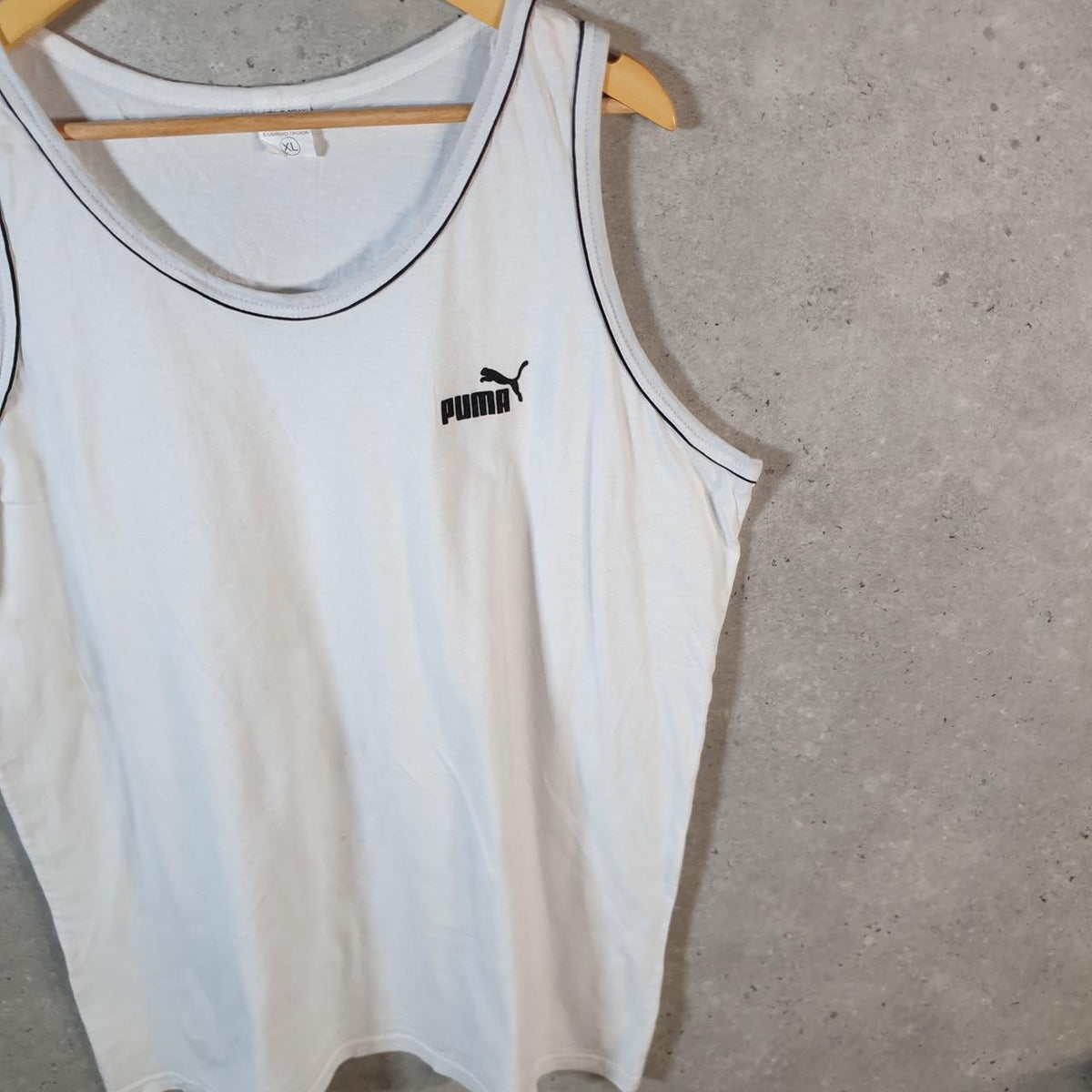 Vintage Puma Spellout Vest Men’s XL White sports Logo Athletic