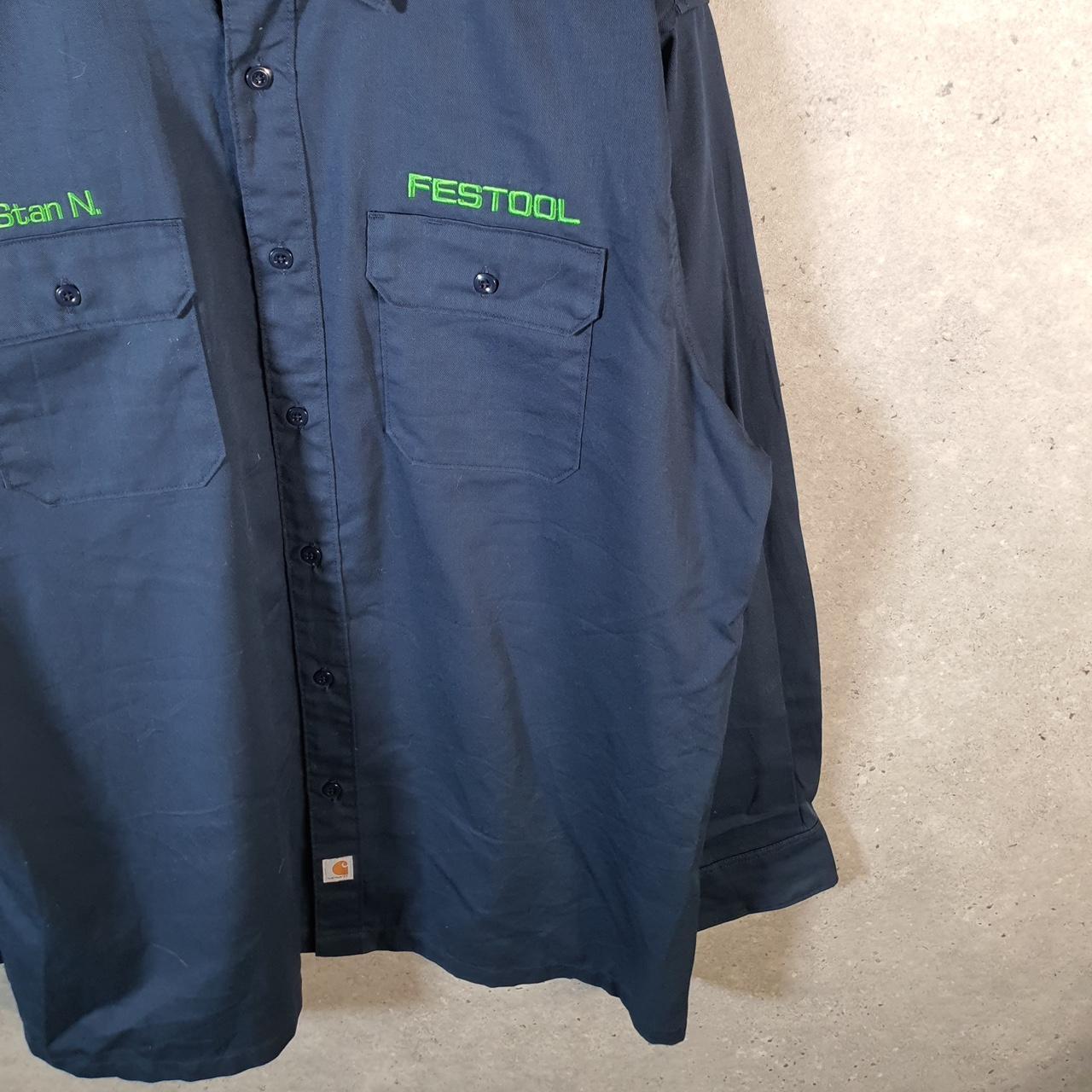 Vintage Carhartt Shirt Button Down Mens XL Navy Blue Long Sleeve Relaxed Fit