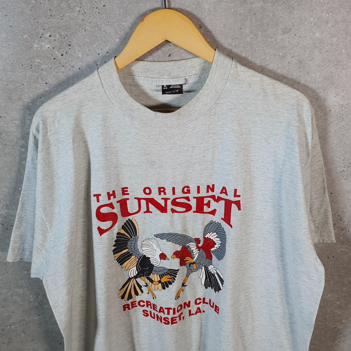 Vintage Fruit of the Loom Sunset Recreation Los Angeles 90s USA Single Stitch T Shirt Men’s XL Grey C9495