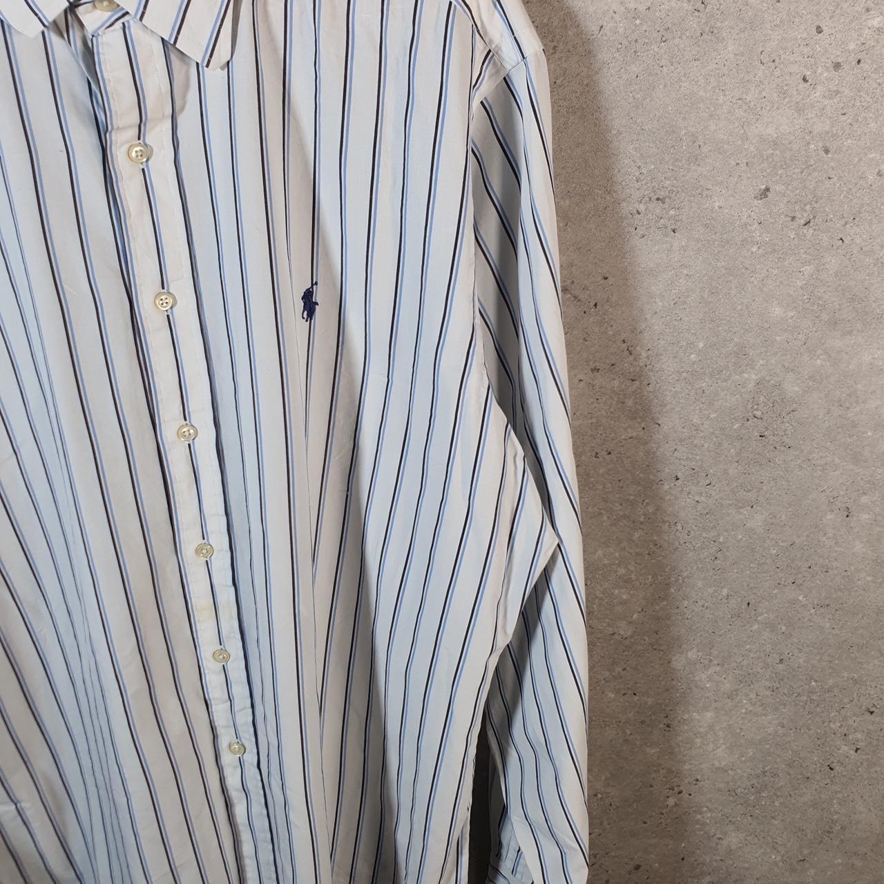 Vintage Ralph Lauren Button Down Shirt Men’s XL White Striped Andrew Fit Cotton Pony