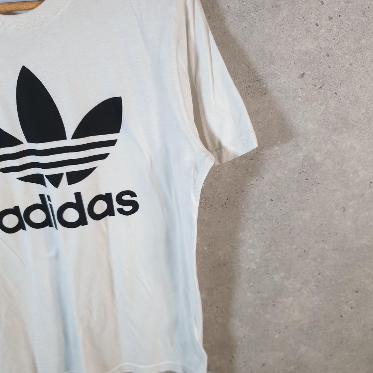 Vintage Adidas Spellout Trefoil Retro T Shirt Mens Medium White Logo Athletic