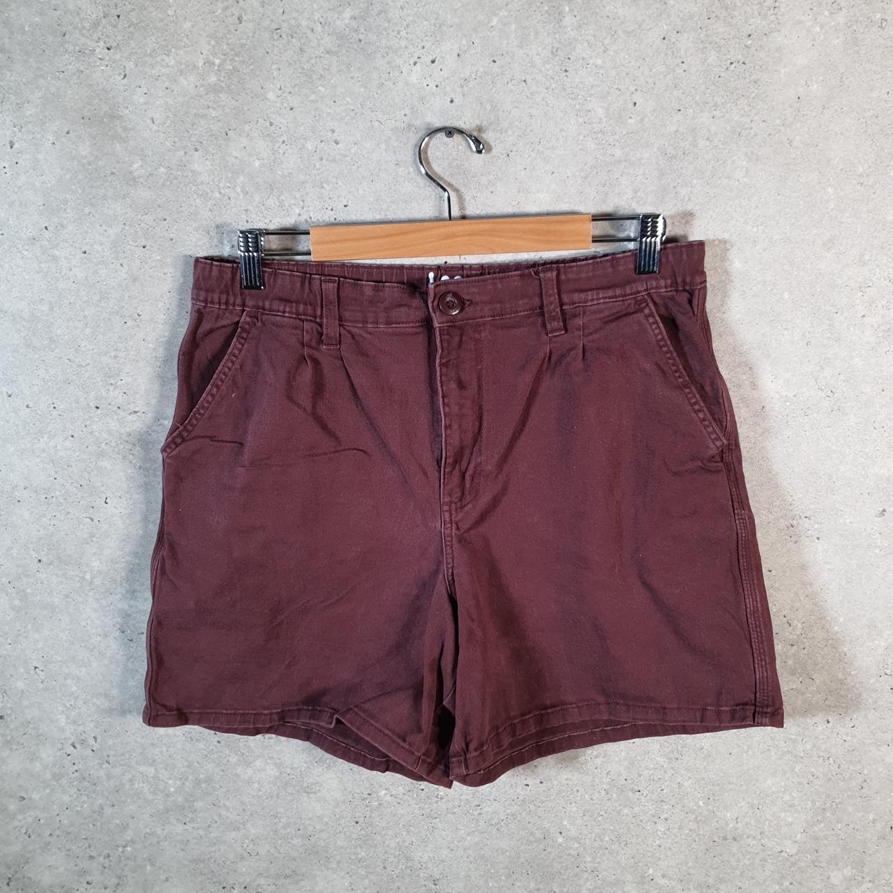 Vintage Lee Chino Shorts Jorts Cargo Womens W32 Burgundy Red Baggy Cotton A4437