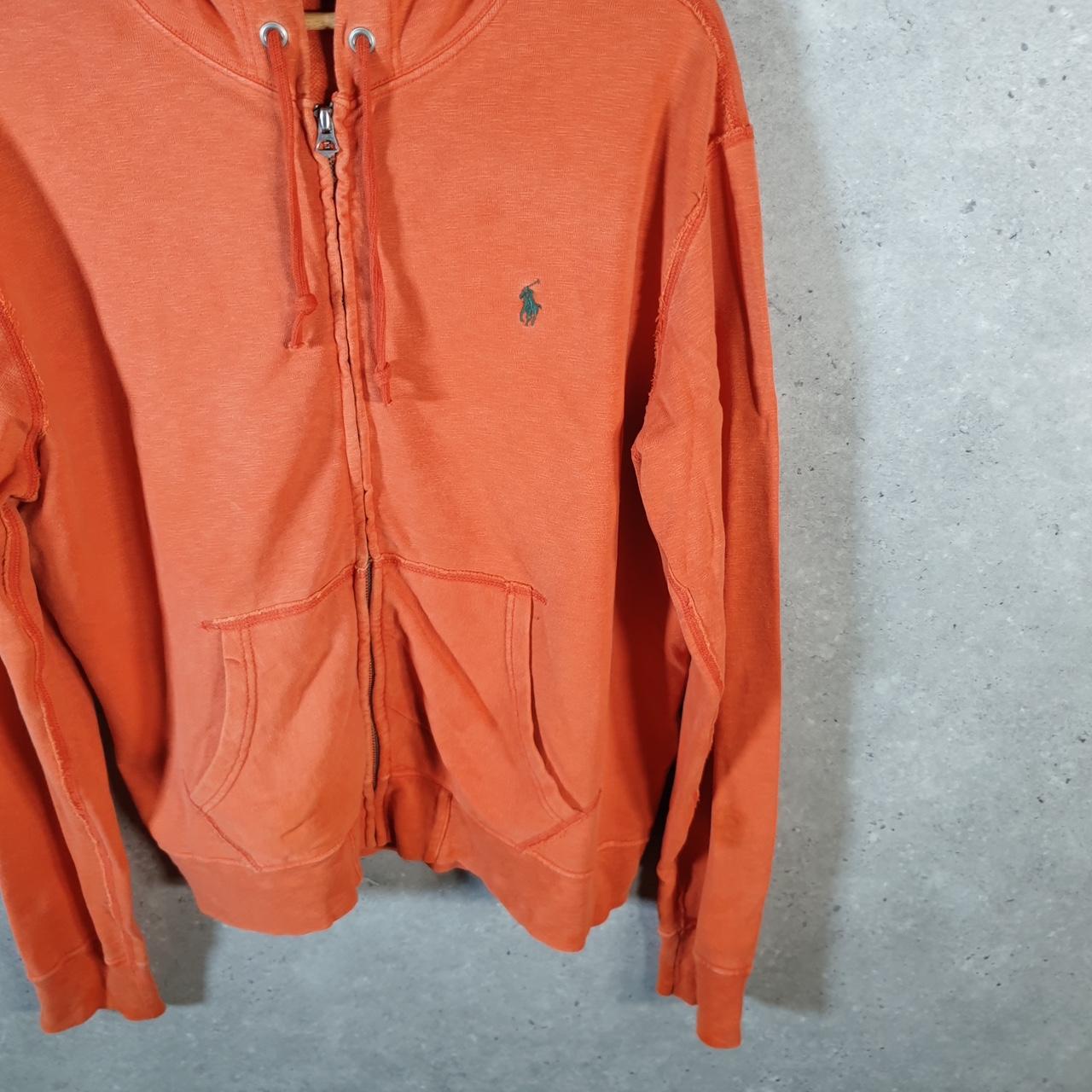 Vintage Ralph Lauren Polo Heavyweight Hoodie Men’s Large Orange Cotton Full Zip Pony