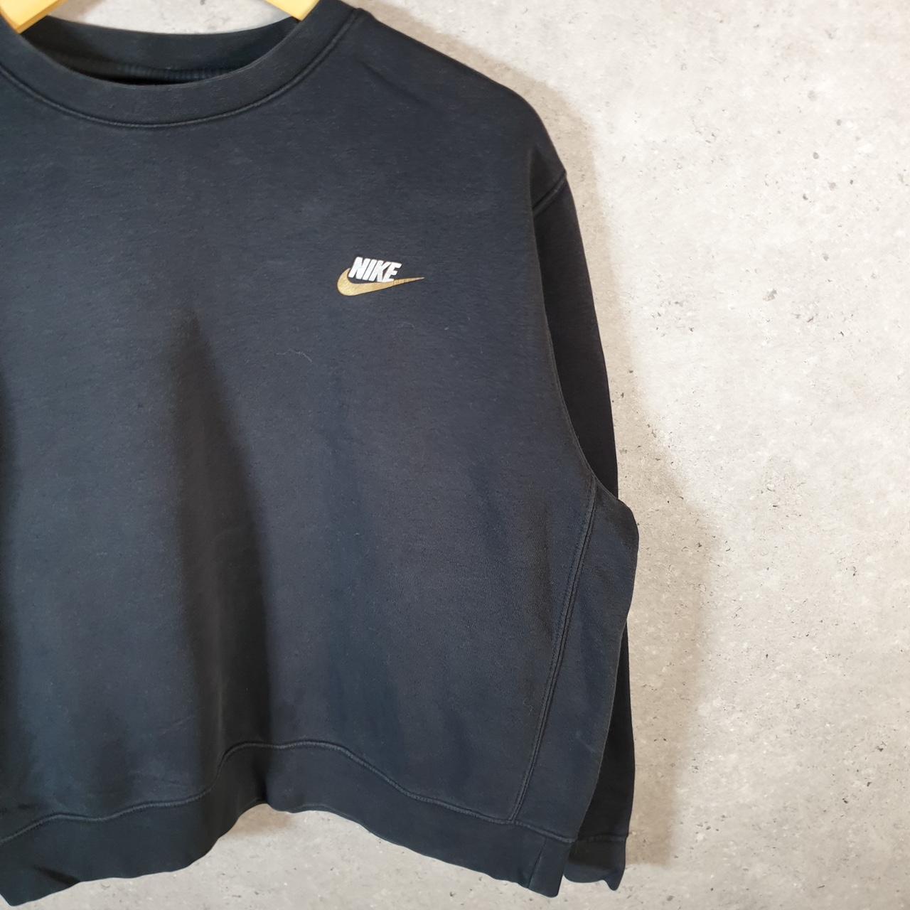 Vintage Nike Club Embroidered Sweatshirt Mens Medium Black Y2K Pullover Logo