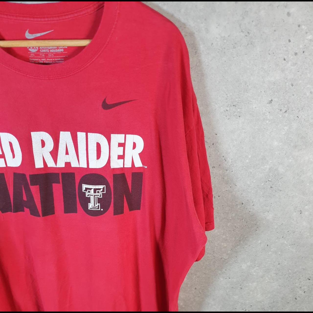 Vintage Nike Red Raider Nation T Shirt Men’s 2XL Red Swoosh Logo Athletic