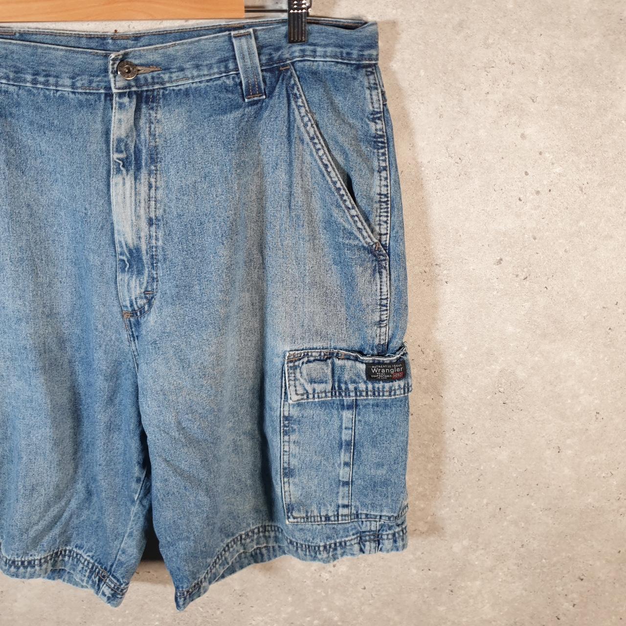 Vintage Wrangler Denim Shorts Jorts Cargo Men’s W36 Blue Baggy Cotton