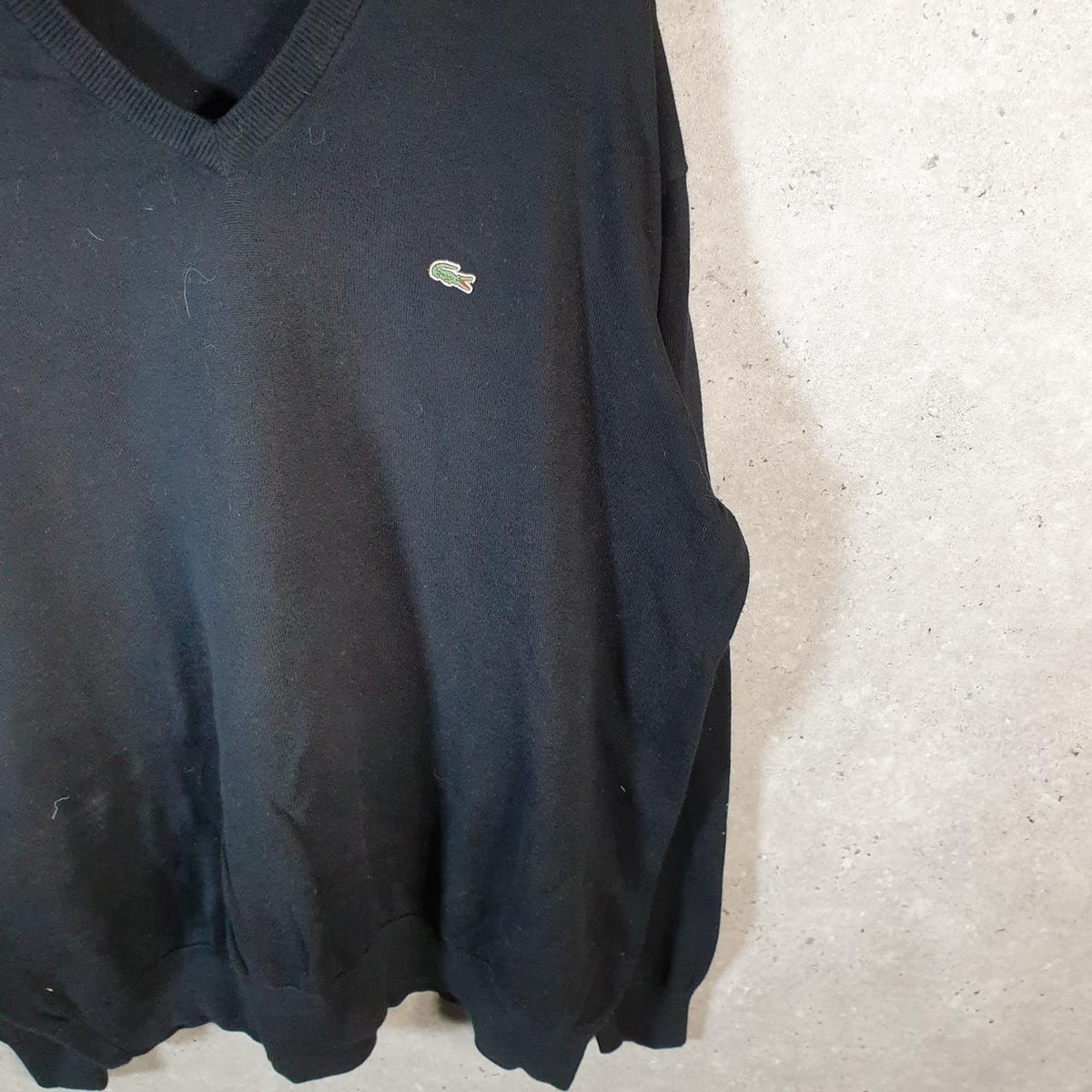 Vintage Lacoste Sweatshirt Men’s 2XL Black Pullover Logo Y2K Jumper Logo Casual