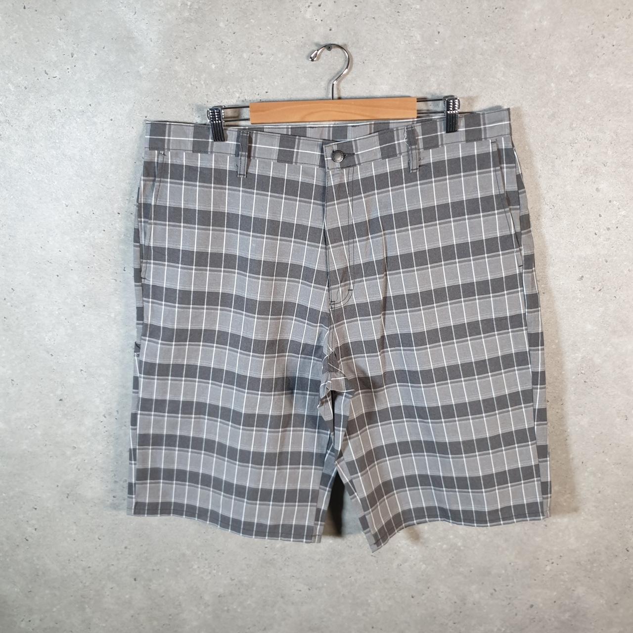 Vintage Dickies Baggy Chino Shorts Jorts Cargo Mens W38 Grey Checkered Loose Fit