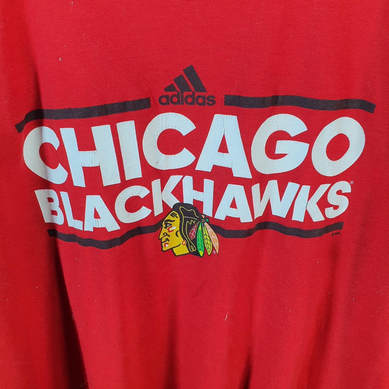Vintage Adidas Chicago NHL Hockey T Shirt Shirt Men’s 2XL Red Three Stripes Logo Athletic
