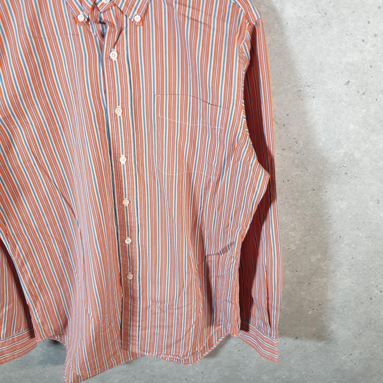 Vintage Ralph Lauren Button Down Shirt Men’s Medium Orange Striped Fit Cotton